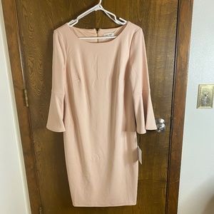 Calvin Klein Bell Sleeve Sheath Dress - Light Pink - Size 12 - NWT